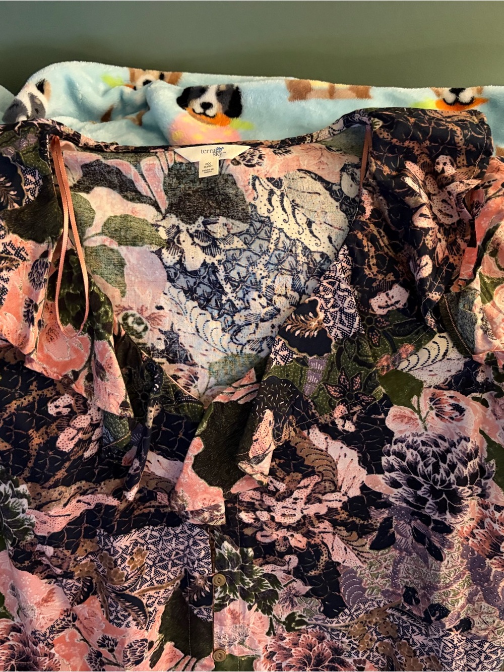 Floral Ruffled Front Top - Pink & Green - Picture 2 of 5